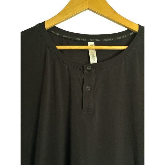CRZ Yoga Women's Stretch Pima Cotton Short Sleeve Henley T-Shirt Size XXL Black - Picture 4 of 7